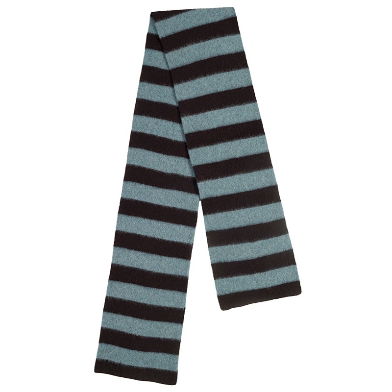 Brushed Wide Stripe Scarf Black & Jungle Brushed Wide Stripe Scarf Black & Jungle