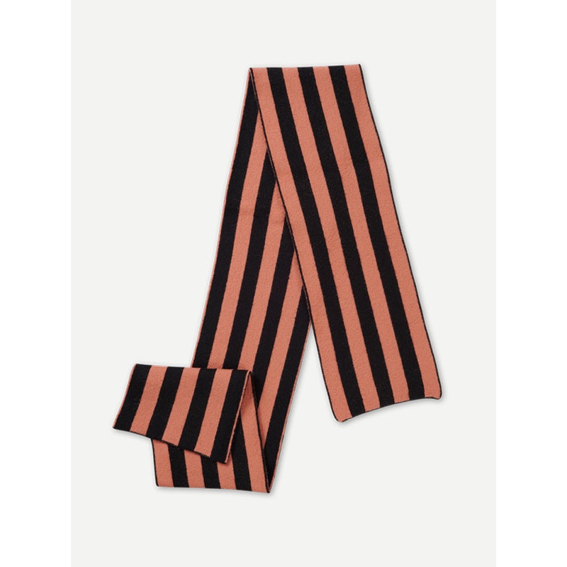 BRUSHED VERTICAL STRIPE SCARF BLACK & PLASTER BRUSHED VERTICAL STRIPE SCARF BLACK & PLASTER