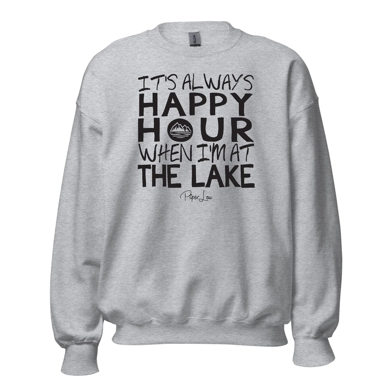 It's Always Happy Hour Lake - Crewneck Sweatshirt White