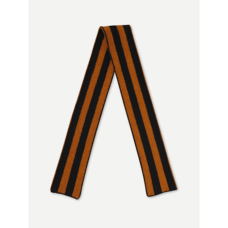 SMALL BRUSHED VERTICAL STRIPE SCARF BLACK & CUMIN SMALL BRUSHED VERTICAL STRIPE SCARF BLACK & CUMIN