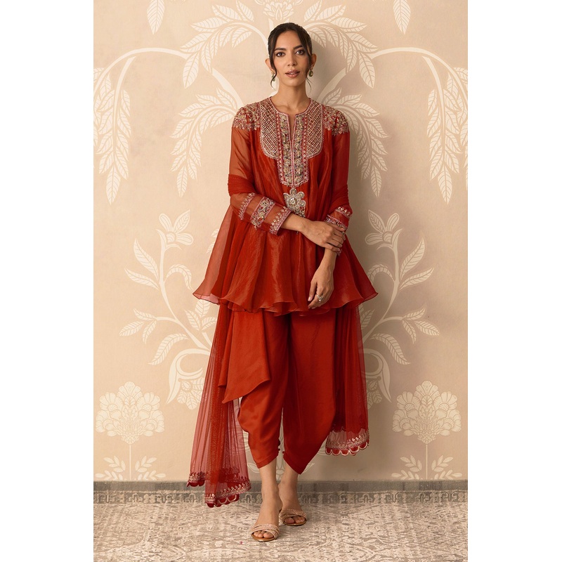 Surkh Kurta Salwar Set RUST ORANGE