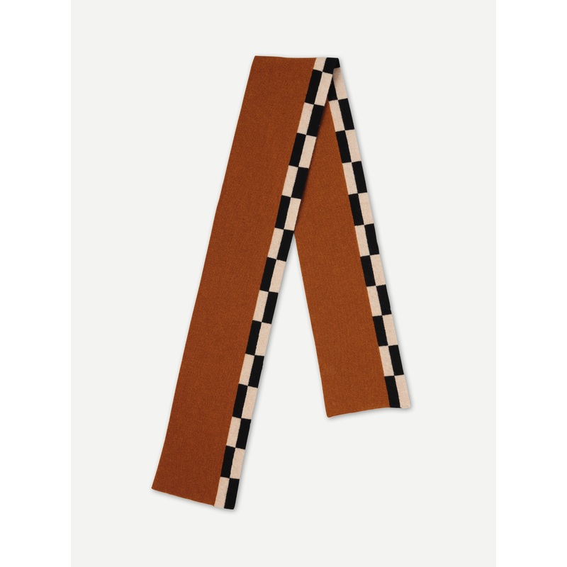 CHEQUERED EDGE SCARF CUMIN CHEQUERED EDGE SCARF CUMIN
