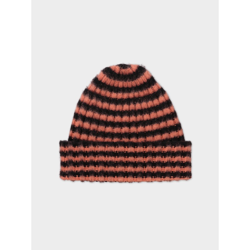 BRUSHED NARROW STRIPE HAT BLACK & PLASTER BRUSHED NARROW STRIPE HAT BLACK & PLASTER