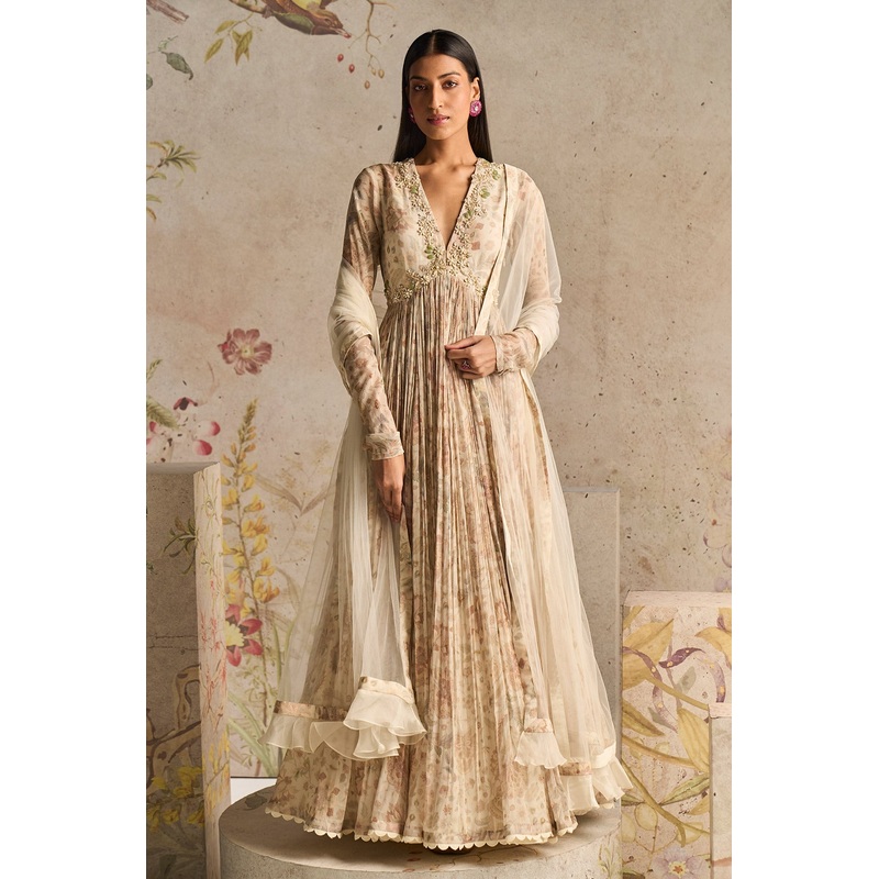 FLAIR ANARKALI SET Ivory Print