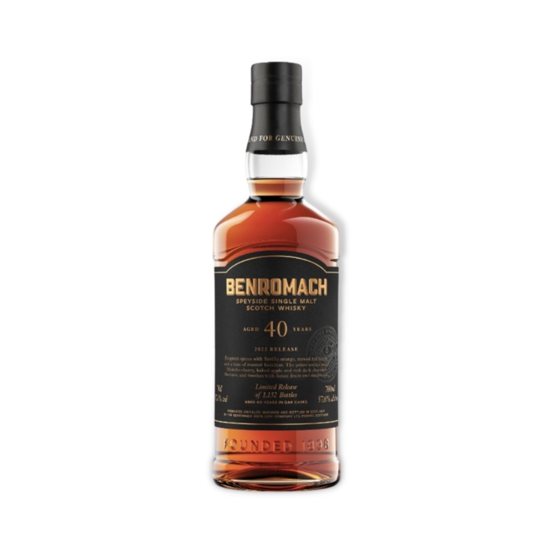 Benromach 40YO Speyside Single Malt Scotch Whisky 700ml (ABV 57.6%)