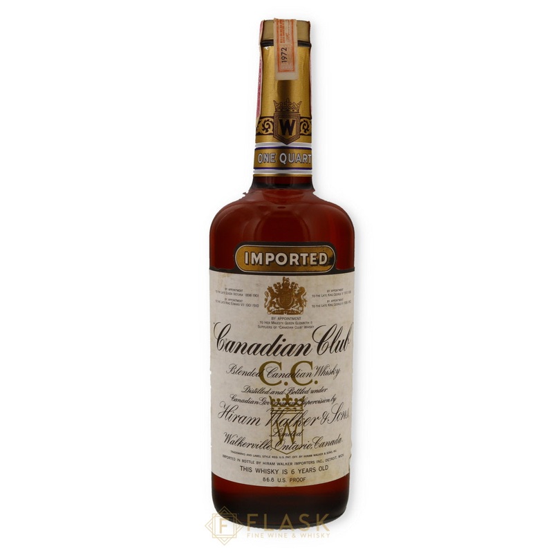 Canadian Club Vintage Canadian Whisky 6 Year Old Full Quart 1972