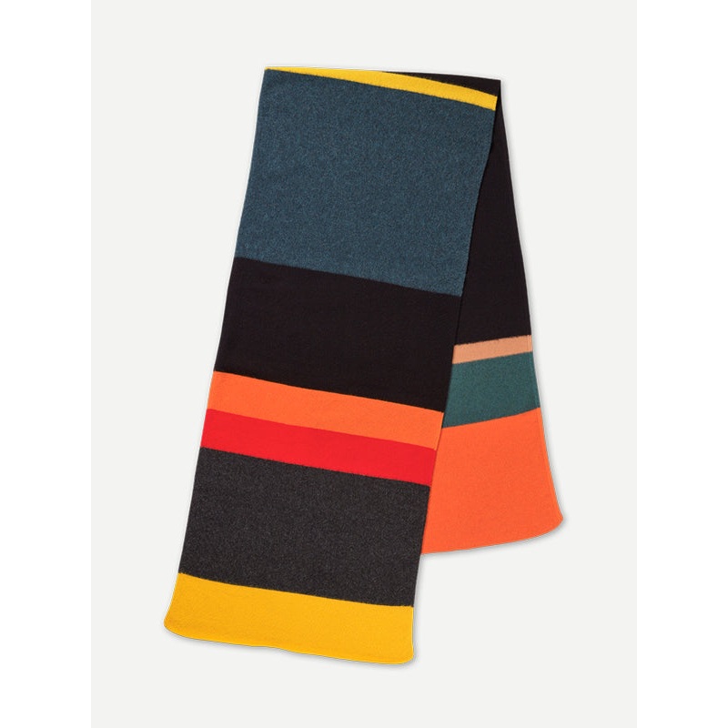 UNEVEN STRIPE BRUSHED BLANKET SCARF MULTICOLOUR UNEVEN STRIPE BRUSHED BLANKET SCARF MULTICOLOUR