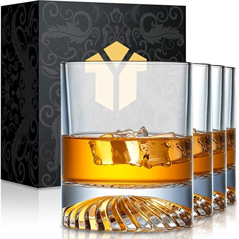Old Fashioned Whiskey Glasses Set of 4 12oz