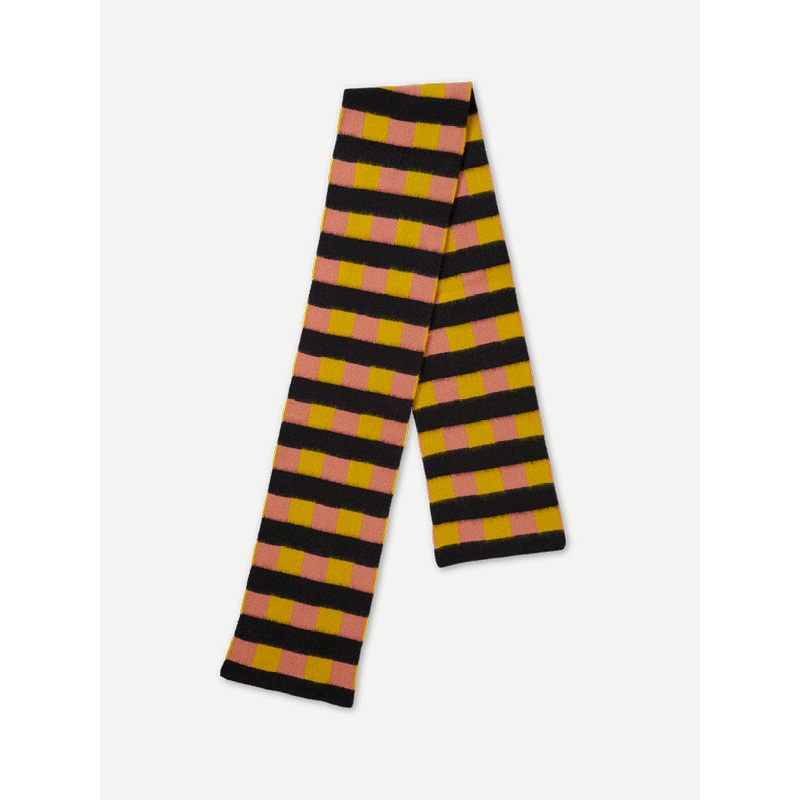 BRUSHED CHECK AND STRIPE SCARF TURMERIC & PLASTER BRUSHED CHECK AND STRIPE SCARF TURMERIC & PLASTER