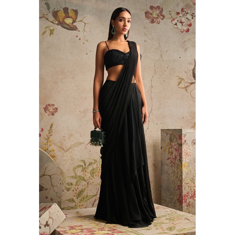 DIVA SAREE SET BLACK