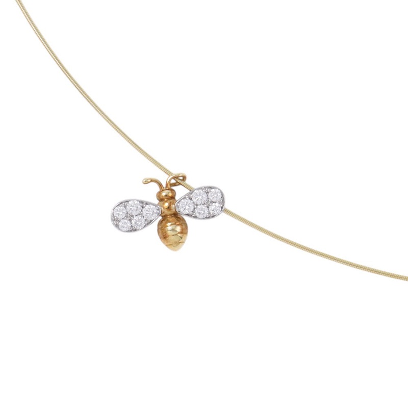 Gimel Bee Motif Necklace K18YG Pt950