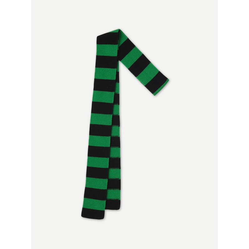 LONG BOLD STRIPE GARTER STITCH SCARF BLACK & PAGODA LONG BOLD STRIPE GARTER STITCH SCARF BLACK & PAGODA