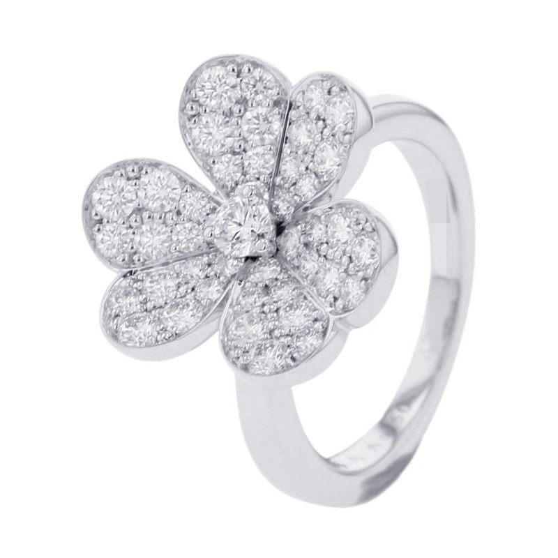 Van Cleef & Arpels Frivole Ring 1 flower Size 47/#7VCARD31648/VCARD31600 18K White Gold