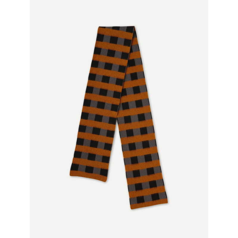 BRUSHED CHECK & STRIPE SCARF BLACK & DRILL GREY BRUSHED CHECK & STRIPE SCARF BLACK & DRILL GREY