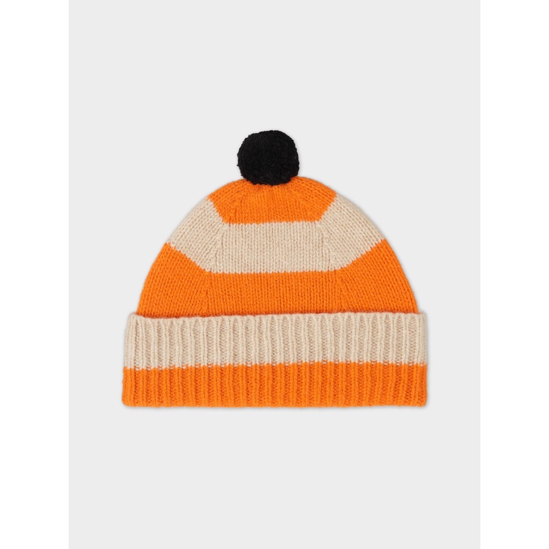 STRIPE POMPOM HAT LANTERN & OATMEAL STRIPE POMPOM HAT LANTERN & OATMEAL