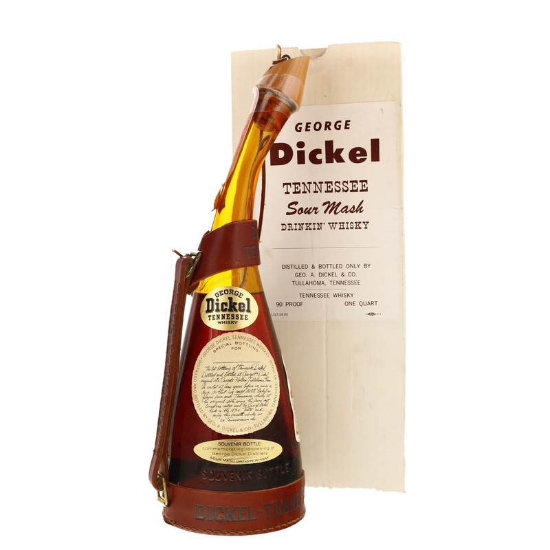 George Dickel Powderhorn Bottle First Release Full Quart 1964