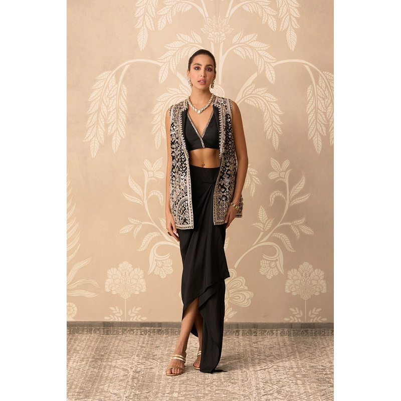 Aaina Jacket Skirt Set BLACK