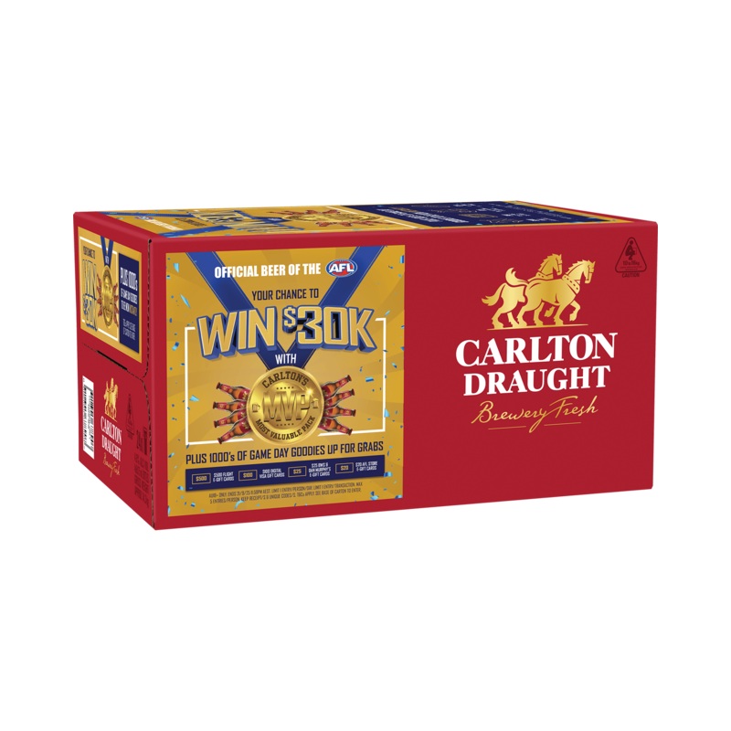 Carlton Draught Bottles 375mL (24 bottles)