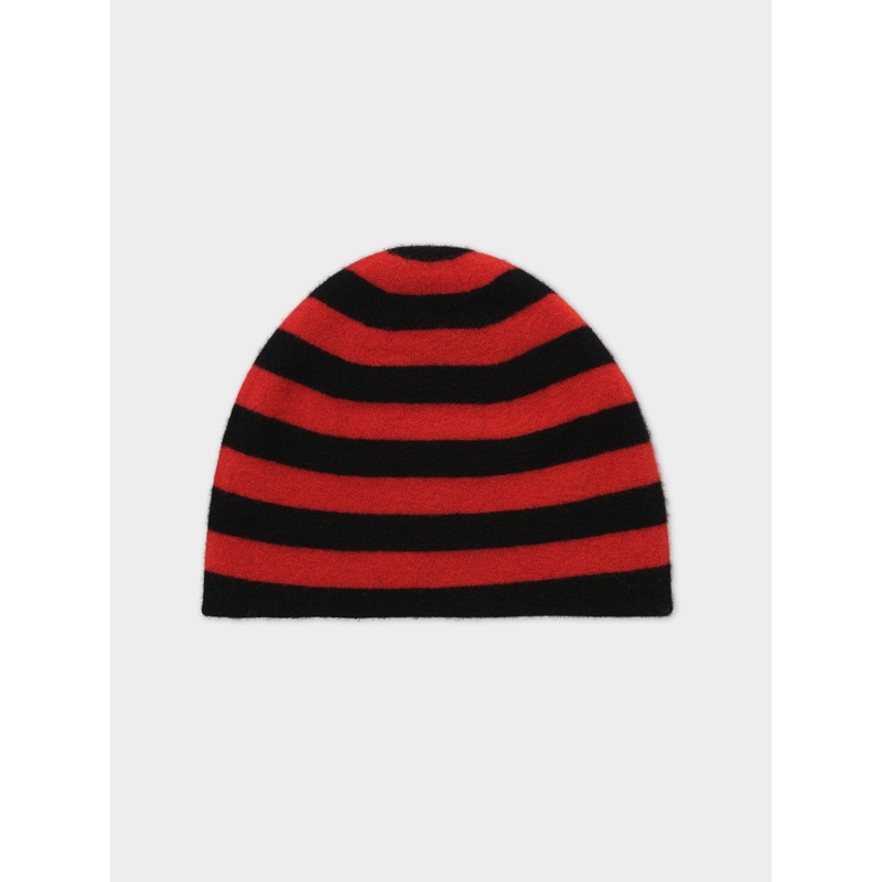 FELTED FINE KNIT STRIPE HAT BLACK & RED DULSE FELTED FINE KNIT STRIPE HAT BLACK & RED DULSE