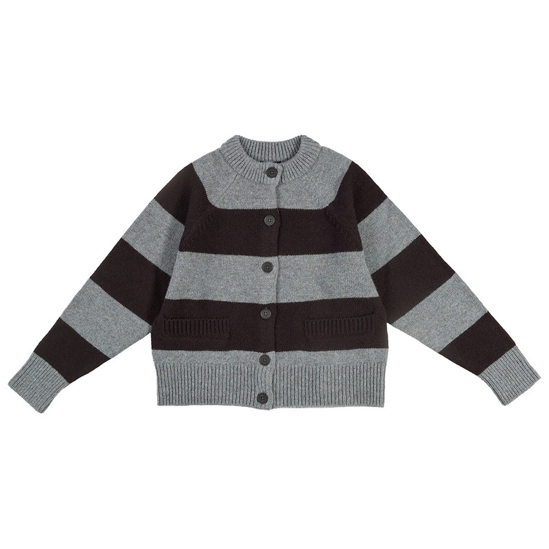 Stripe Cardigan Graphite Green & Black