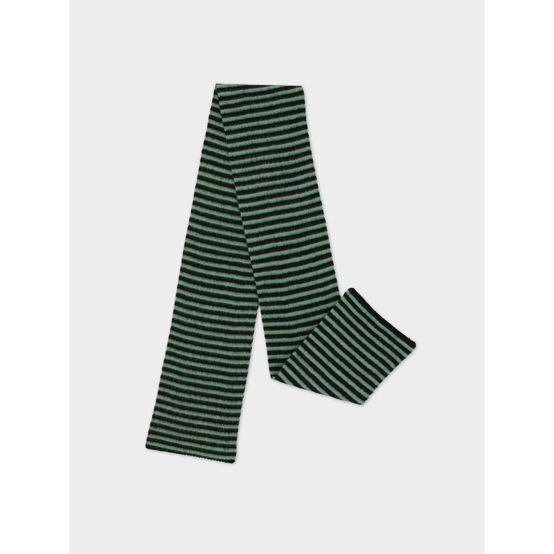 BRUSHED NARROW STRIPE SCARF BLACK & SAGE BRUSHED NARROW STRIPE SCARF BLACK & SAGE