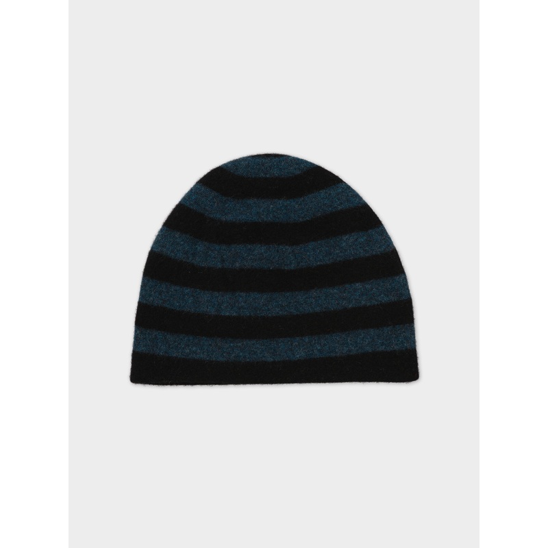 FELTED FINE KNIT STRIPE HAT BLACK & LUGANO FELTED FINE KNIT STRIPE HAT BLACK & LUGANO