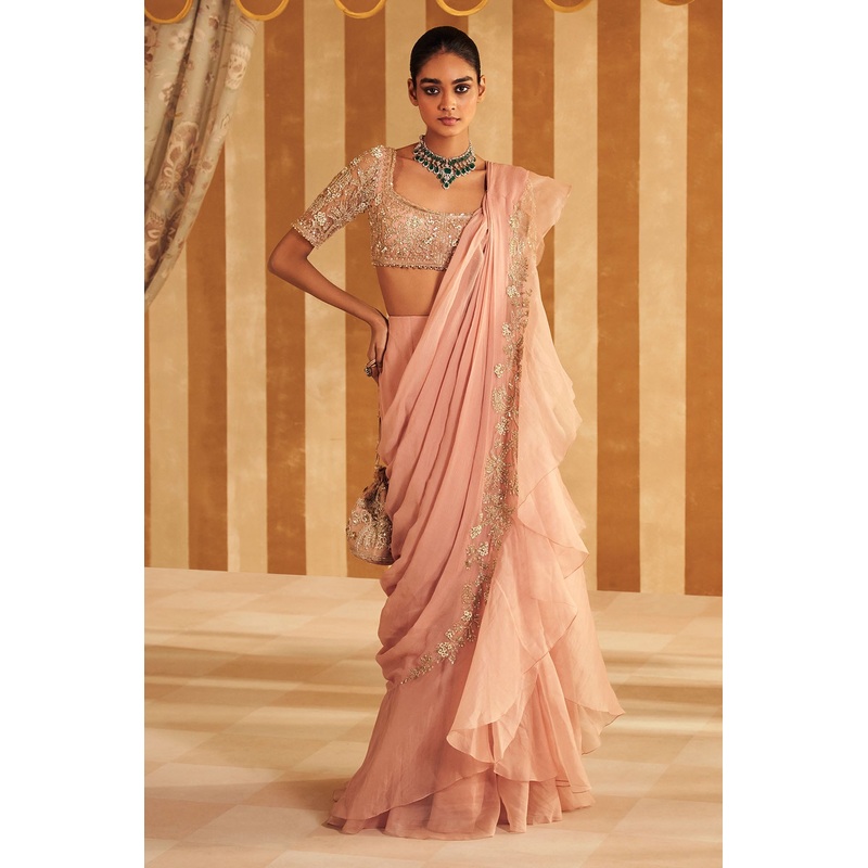 Hunarban Saree Set-RTS Dusky Pink