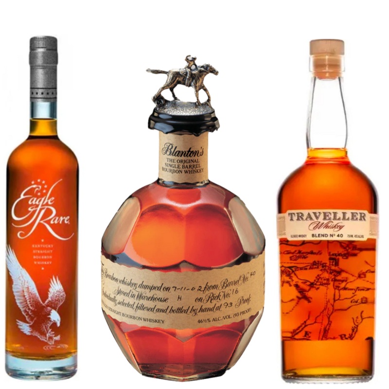 Eagle Rare, Blanton's, Traveller Blend No. 40 Whiskey Bundle