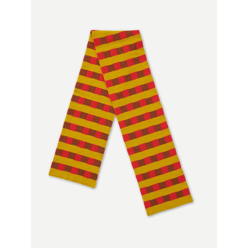 SMALL CHECK & STRIPE SCARF POPPY & CUMIN SMALL CHECK & STRIPE SCARF POPPY & CUMIN