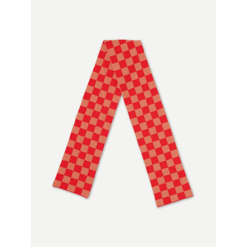 SMALL CHEQUERED SCARF POPPY & PLASTER SMALL CHEQUERED SCARF POPPY & PLASTER