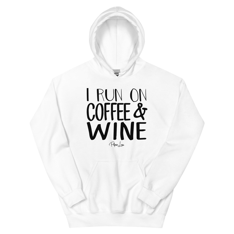 I Run On Coffee Wine - Graphic Hoodie White