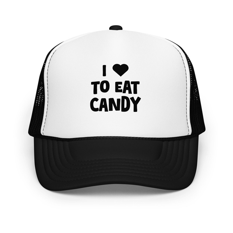 I Love To Eat Candy Trucker Hat Black / White / Black