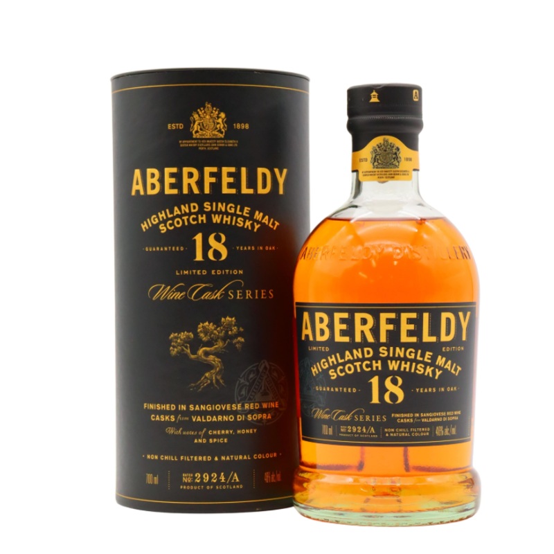 Aberfeldy Sangiovese Wine Cask Matured 18 Year Old Single Malt Scotch Whisky | 700ML