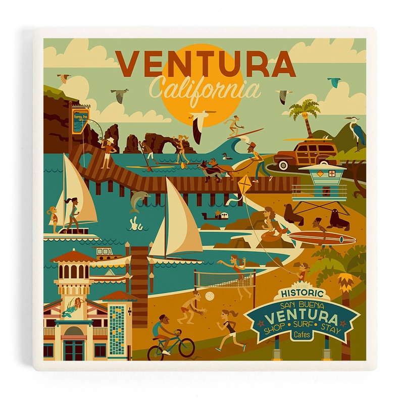 CERAMIC COASTER Ventura, California, Geometric