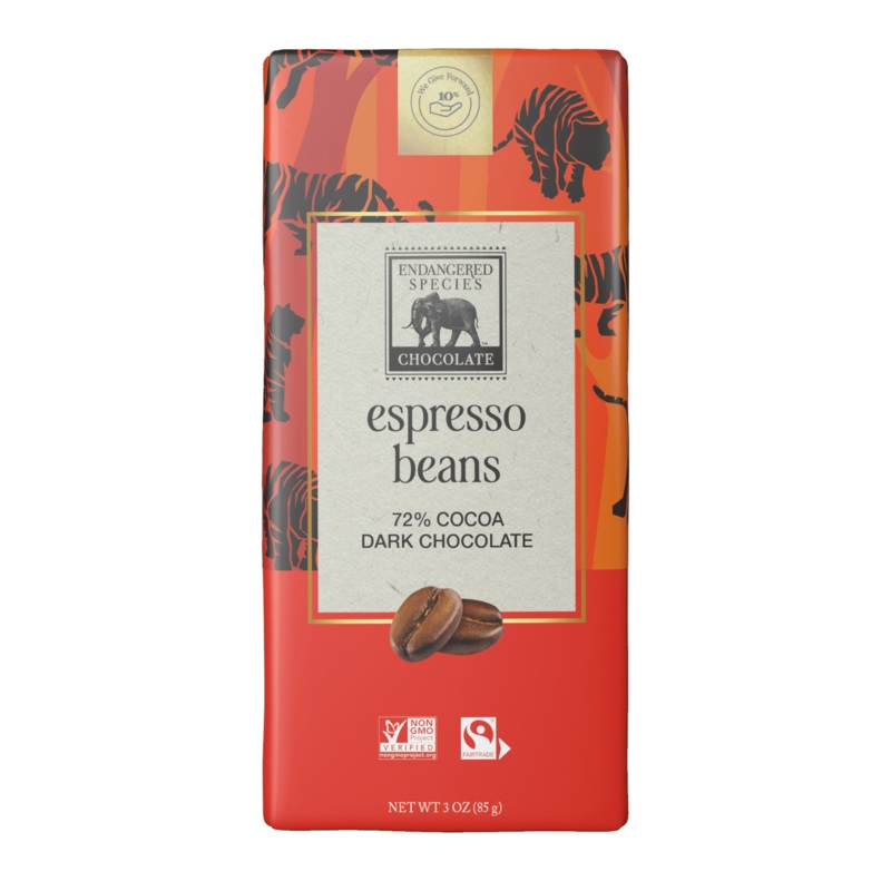 ENDANGERED SPECIES 'Tiger' Espresso Beans & 72% Dark Chocolate Bar