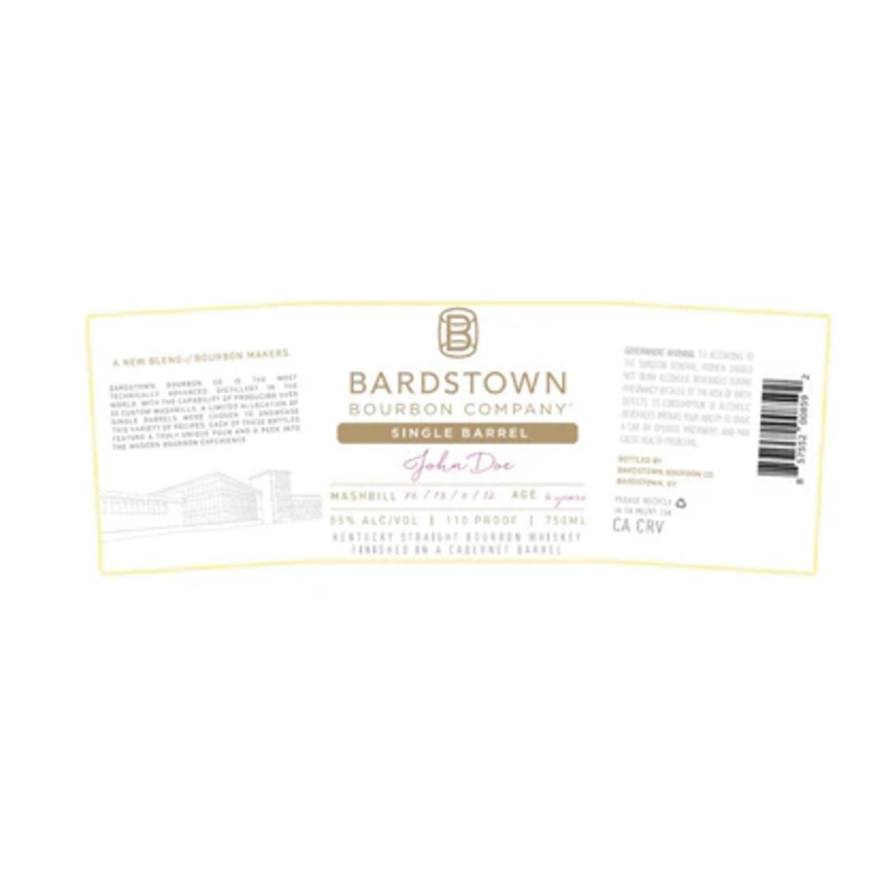 Bardstown Bourbon Single Barrel Bourbon Finished in a Cabernet Barrel