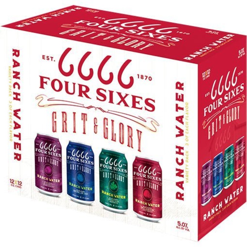 Four Sixes Grit & Glory Ranch Water Hard Seltzer Variety 12 Pack 12.oz