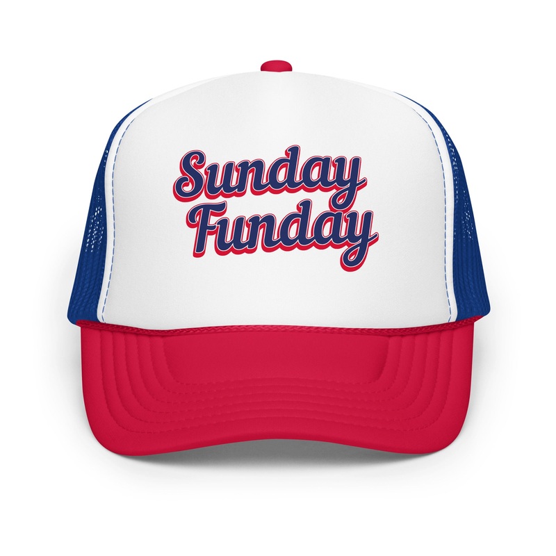 Sunday Funday Trucker Hat Red / White / Royal