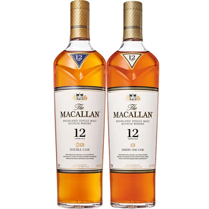 The Macallan 12 Year Old Double Cask & Sherry Oak Cask Whiskey Bundle