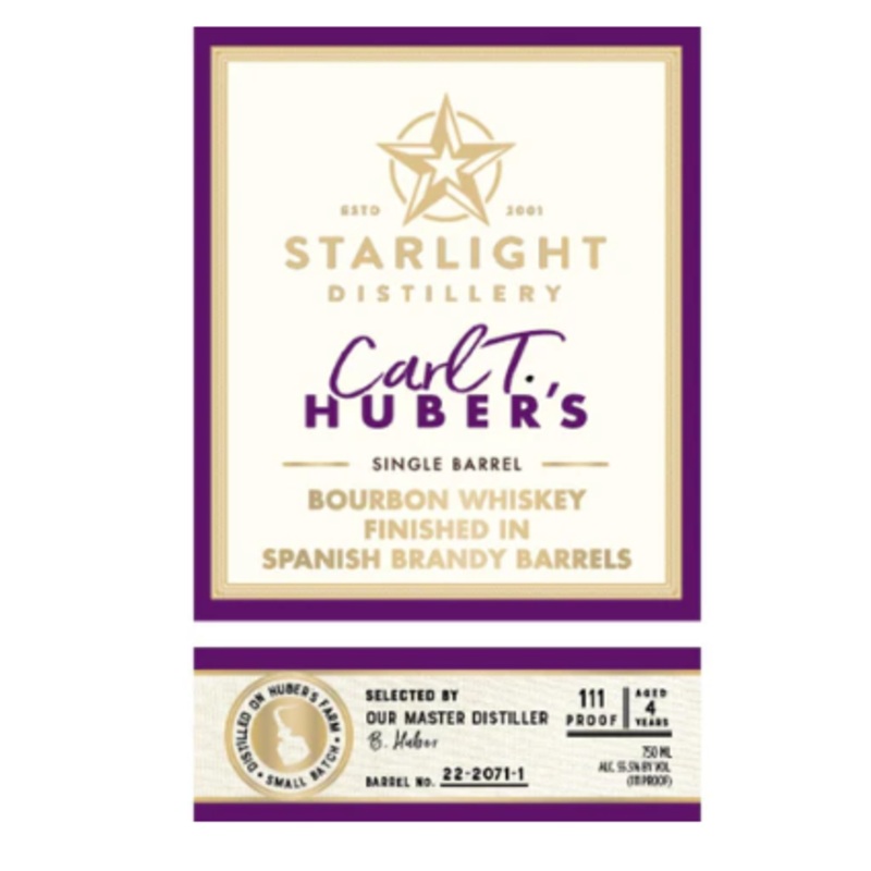 Starlight Carl T. Huber's Finished in Spanish Brandy Barrels Bourbon Whiskey