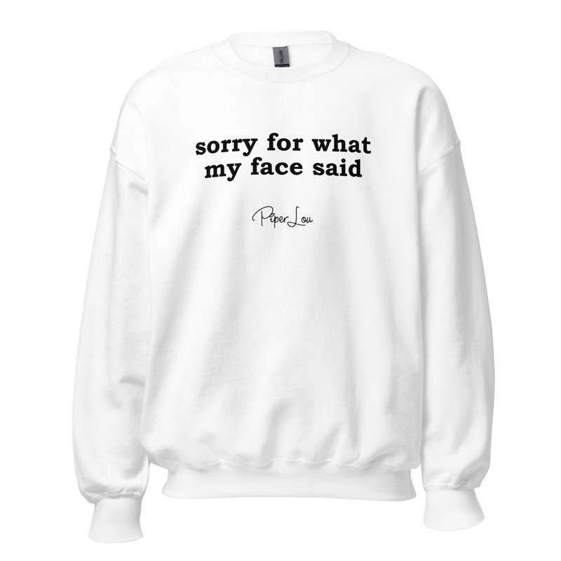 Sorry For What My Face Said Graphic Crewneck Sweatshirt White