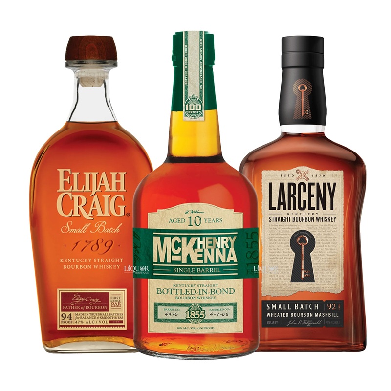Henry McKenna, Elijah Craig, & Larceny Small Batch Bourbon Whiskey Bundle