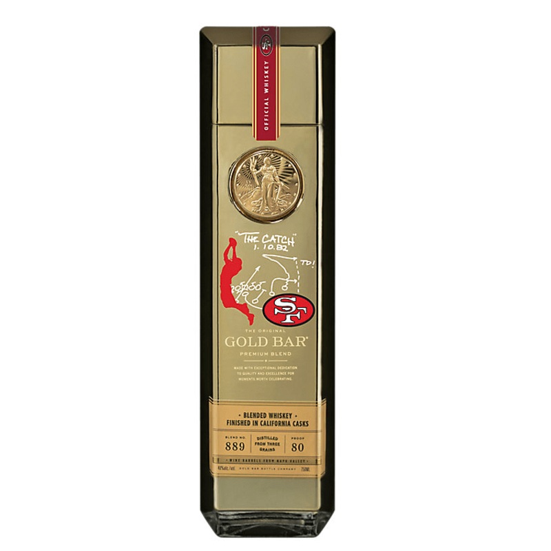 Gold Bar Blended American Whiskey Premium Blend 49ers Commemerative the Catch 750ml