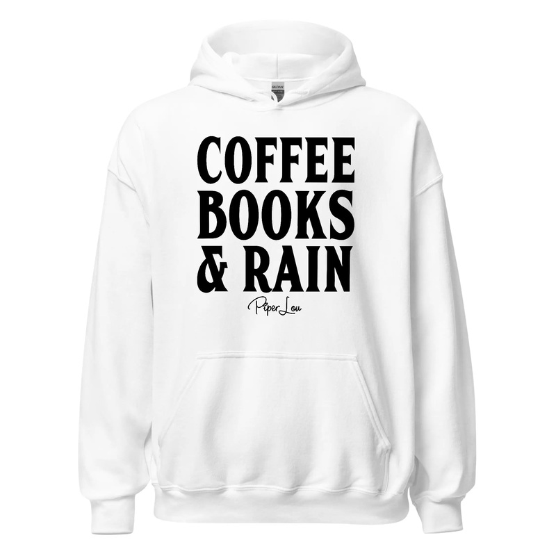 Coffee Books Rain - Graphic Hoodie White