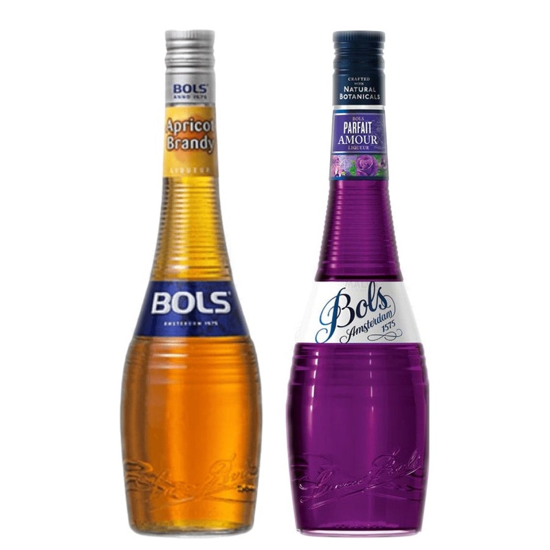BOLS Apricot Flavored Brandy & BOLS Parfait Amour Liqueur Bundle