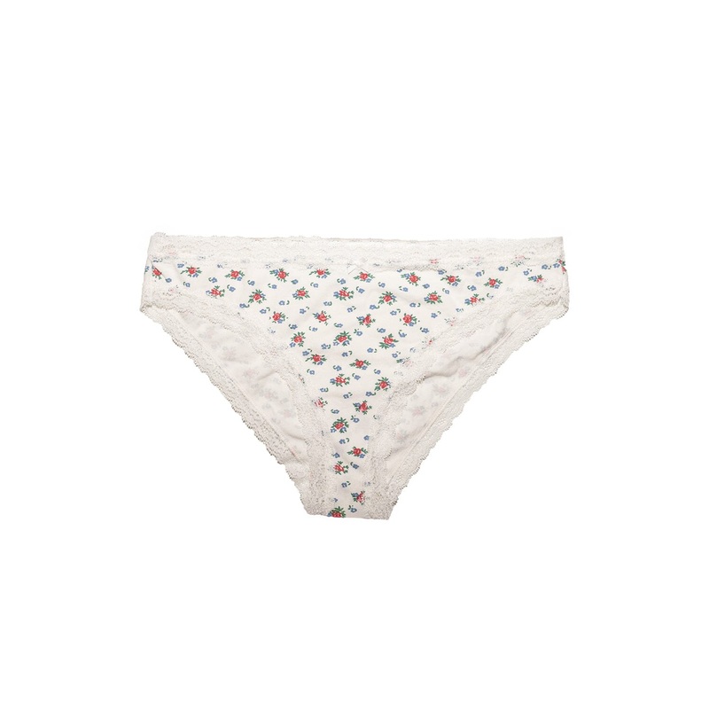 Floral Lace Underwear White With Red And Blue Florals