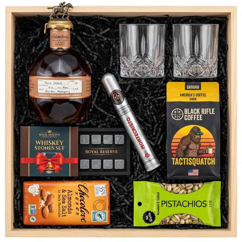 Blanton's Straight From the Barrel Gift Crate Bourbon, Coffee, Chocolate & Whiskey Stones