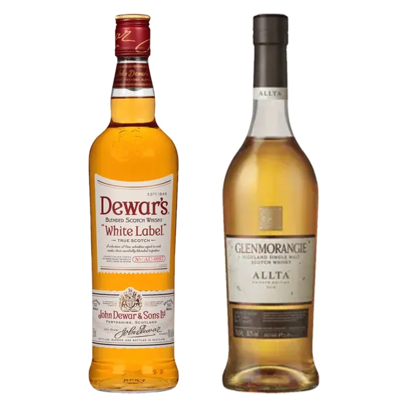Dewar's Blended Scotch White Label & Glenmorangie Single Malt Scotch The Nectar 16 Year Bundle