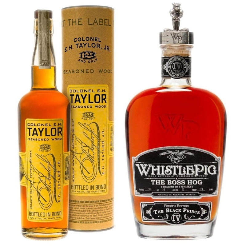 E.H. Taylor Seasoned Wood Bourbon & WhistlePig The Boss Hog Edition 4 "Skinny Black Prince" Bundle