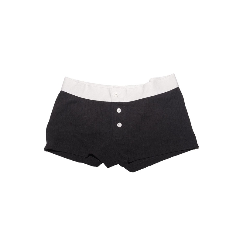 Boy Short Thick Ribbed Underwear Black